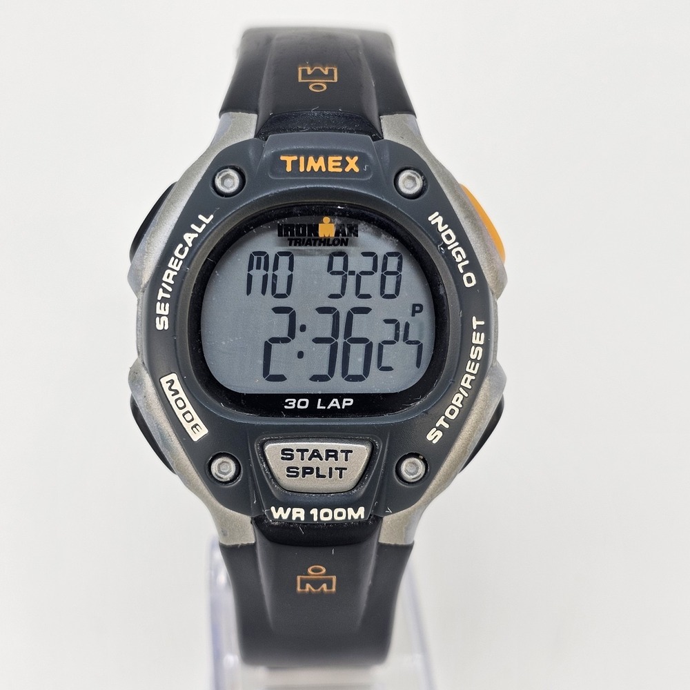 Timex Ironman Men's Watch 40MM Multicolor Case Black Plastic Bands New Battery